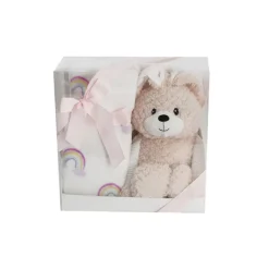 Bunny Flops & Blanket Gift Pack Peach (25x12x25cm)