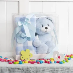 Bunny Flops & Blanket Gift Pack Baby Blue (25x12x25cm)