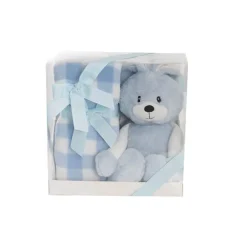 Bunny Flops & Blanket Gift Pack Baby Blue (25x12x25cm)