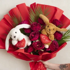 Bunny Rabbit Mochi w For You Heart Plush Toy Brown (20cmHT)