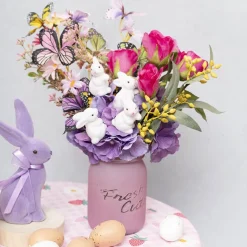 Bunny Rabbit Pick Pack 6 Flocked White (30cmH)