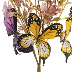 Butterfly & Mixed Flower Bunch Pink & Purple (41cmH)