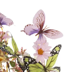 Butterfly & Mixed Flower Bunch Pink & Purple (41cmH)