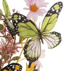 Butterfly & Mixed Flower Bunch Pink & Purple (41cmH)