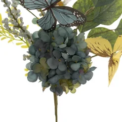 Butterfly Hydrangea Fern Spray Blue & Yellow (55cmH)