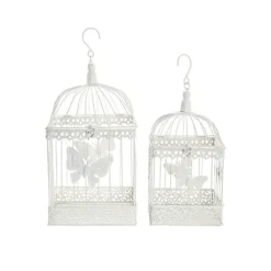 Butterfly Pattern Birdcage Set 2 White (23x23x52cmH)
