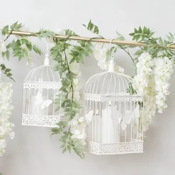 Butterfly Pattern Birdcage Set 2 White (23x23x52cmH)