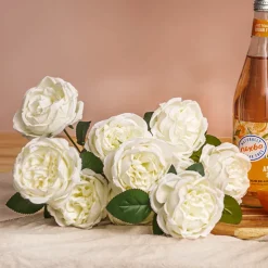 Cabbage Rose x 10 Heads Bouquet White (9cmDx45cmH)