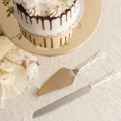 Cake Knife Set Vintage Look Silver (23Wx318mmL & 70Wx270mmL)