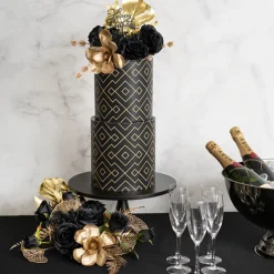 Cake Topper Happy Birthday Stars Acrylic Black (11cmWx13cmH)