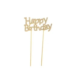 Cake Topper Happy Birthday Rhinestone Gold (9.5cmWx16cmH)