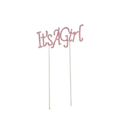 Cake Topper It's a Girl Rhinestone Pink (9.5cmWx16cmH)