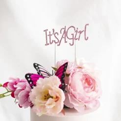 Cake Topper It's a Girl Rhinestone Pink (9.5cmWx16cmH)