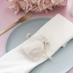 Calico Gift Bomboniere Pouch Small Pack 10 Natural (8x10cmH)