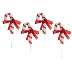Candy Cane & Berry Picks Pack 4 Red (20cmH)