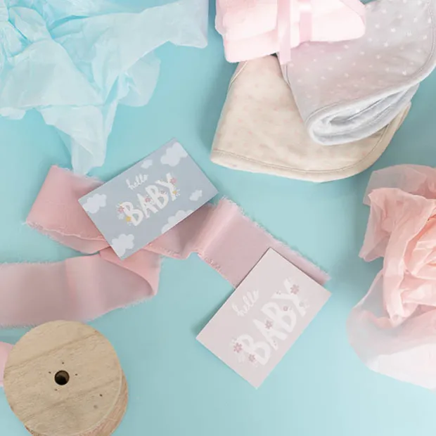 Cards Baby Boy Clouds & Girl Flowers Mix (10x6.5cmH) Pack 50