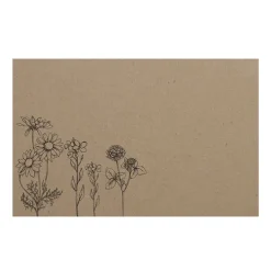 Cards Brown Kraft Hand Drawn Flowers (10x6.5cmH) Pack 50