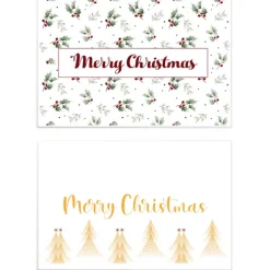 Cards Christmas Holly & Trees with Envelopes Pk50(10x6.5cmH)