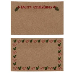 Cards Christmas Holly with Envelopes Brown Pk50 (10x6.5cmH)