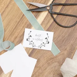 Cards White Best Wishes Leaf Garland (10x6.5cmH) Pack 50