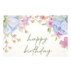 Cards White Birthday Pastel Flowers (10x6.5cmH) Pack 50