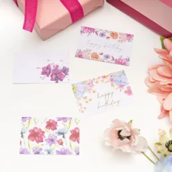 Cards White Birthday Pastel Flowers (10x6.5cmH) Pack 50