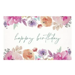 Cards White Birthday Pastel Pink Florals (10x6.5cmH) Pack 50