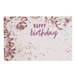 Cards White Birthday Streamers Pink (10x6.5cmH) Pk 50