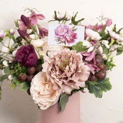 Cards White Cabbage Roses Pink (10x6.5cmH) Pack 50