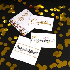Cards White Congratulations Gold (10x6.5cmH) Pk 50