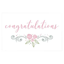 Cards White Congratulations Rose Flourish(10x6.5cmH) Pack 50