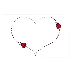 Cards White Dotted Heart with Lady Bugs (10x6.5cmH) Pack 50