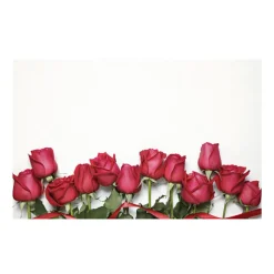 Cards White Dozen Roses Red (10x6.5cmH) Pk 50