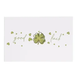 Cards White Good Luck Clover (10x6.5cmH) Pk 50