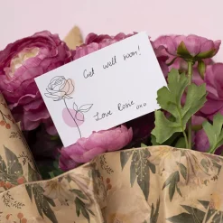 Cards White Hand Drawn Rose (10x6.5cmH) Pack 50