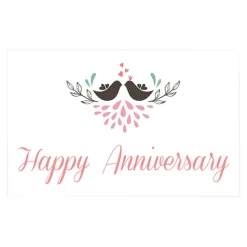 Cards White Happy Anniversary Love Birds (10x6.5cmH) Pack 50