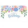 Cards White Happy Birthday Blue Flowers (10x6.5cmH) Pack 50