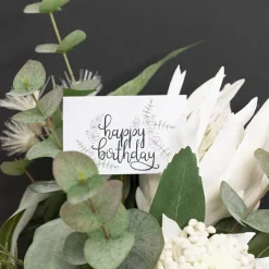 Cards White Happy Birthday Drawn Flowers (10x6.5cmH) Pack 50