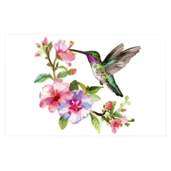 Cards White Hummingbird & Flower Branch (10x6.5cmH) Pack 50