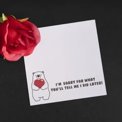 Cards White I'm Sorry For What I Did Bear (10x10cmH) Pk 50