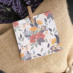 Cards White Native Flowers & Leaves (10x10cmH) Pk 50