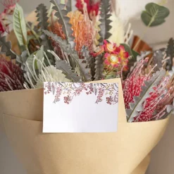 Cards White Native Gum Leaves Top Border (10x6.5cmH) Pk 50