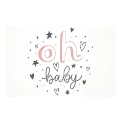 Cards White Oh Baby! Hearts & Stars Pink (10x6.5cmH) Pk 50