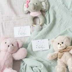 Cards White Oh Baby! Hearts & Stars Pink (10x6.5cmH) Pk 50