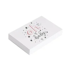 Cards White Oh Baby! Hearts & Stars Pink (10x6.5cmH) Pk 50