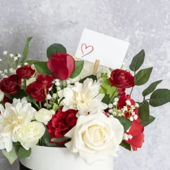 Cards White Open Heart Red (10x6.5cmH) Pk 50