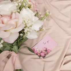 Cards White Pink Roses on Pink (10x6.5cmH) Pack 50