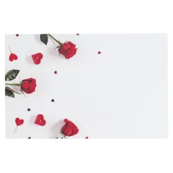 Cards White Roses & Heart Scatter Red (10x6.5cmH) Pk 50