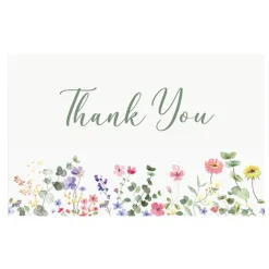 Cards White Thank You Flower Garden (10x6.5cmH) Pack 50