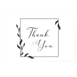 Cards White Thank You Leaf Border (10x6.5cmH) Pack 50
